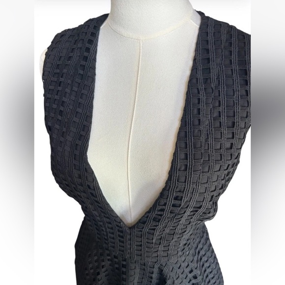 Nicholas Black Grid Lace Deep V Ball Midi Dress Size US 4 - Picture 13 of 13